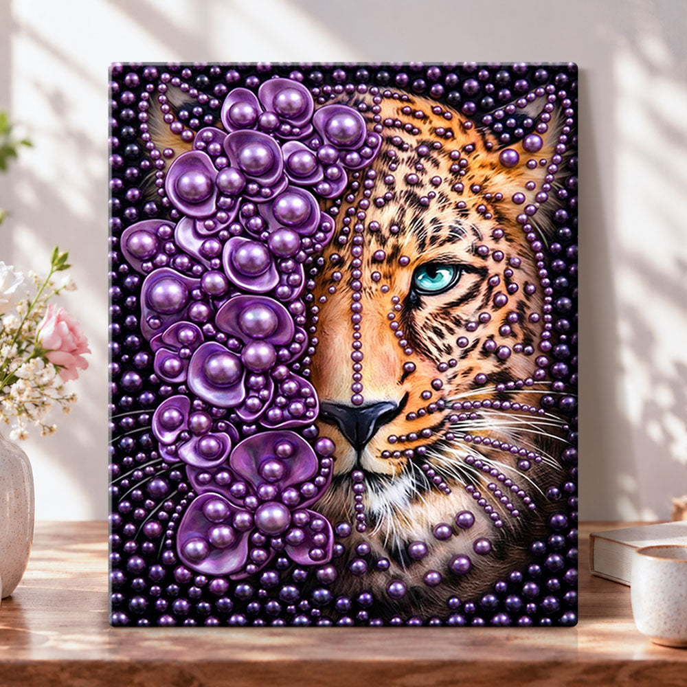 Purple pearl leopard pearl diamond painting kit for beginners