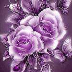 Purple roses with butterflies paint by numbers kit for beginners
