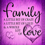 Purple texture family quote cross stitch kit for beginners