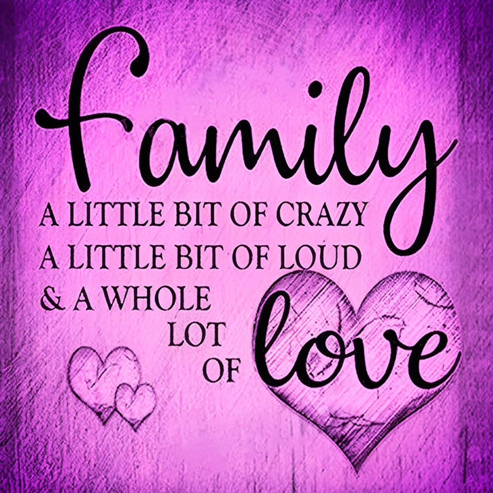 Purple texture family quote cross stitch kit for beginners