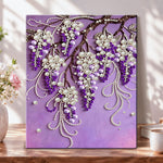 Purple wisteria blooms pearl diamond painting kit for beginners