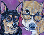 Quirky dogs wearing glasses cross stitch kit for beginners