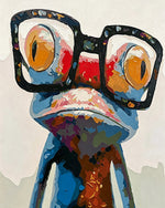 Quirky frog with oversized glasses paint by numbers kit for beginners