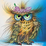 Quirky owl with butterfly and pearls cross stitch kit for beginners