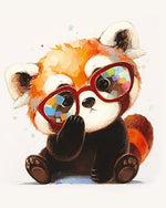 Quirky red panda with glasses cross stitch kit for beginners