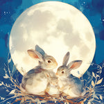 Rabbit family in the moonlight cross stitch kit for beginners