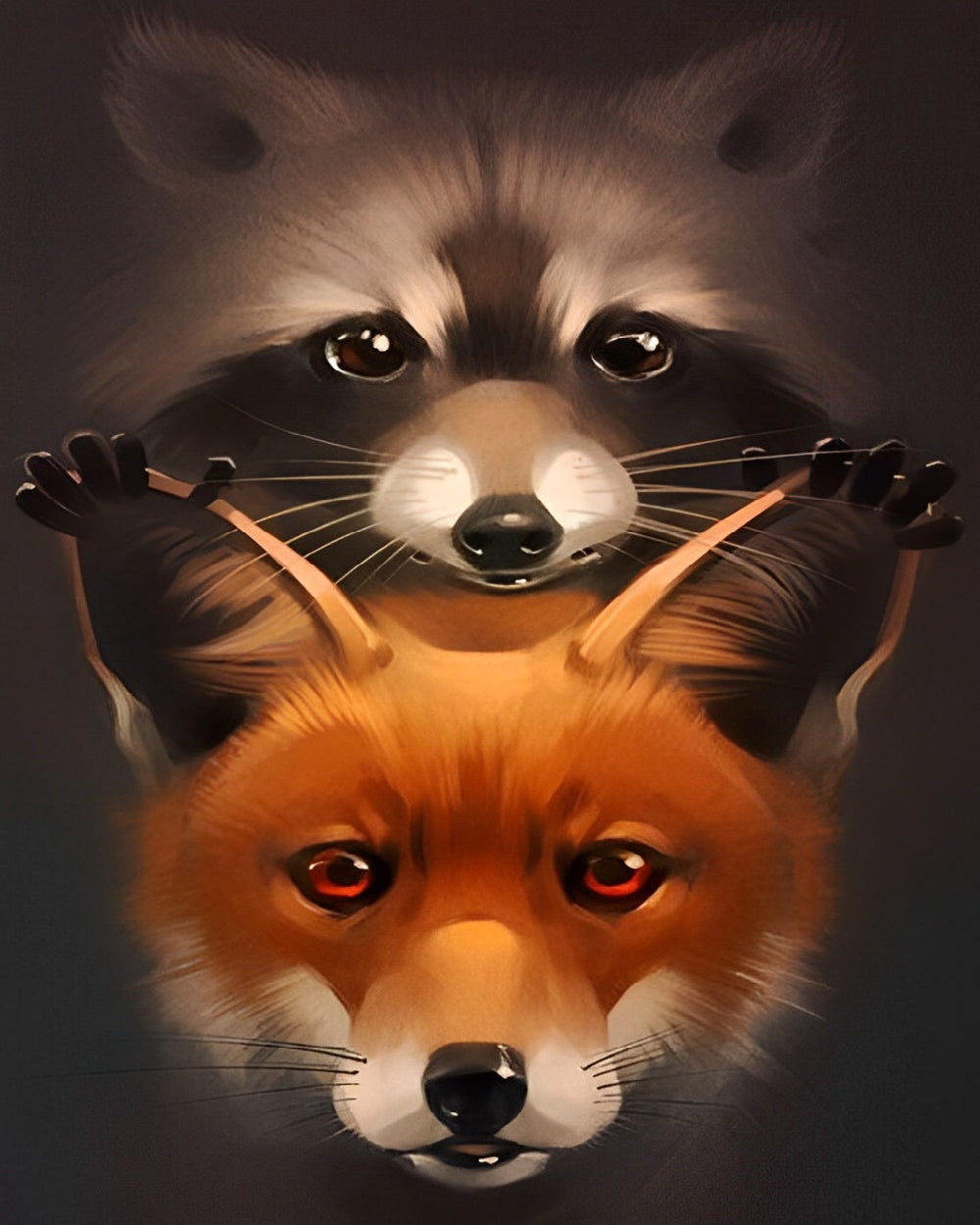 Raccoon and fox cross stitch kit for beginners