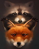 Raccoon and fox cross stitch kit for beginners