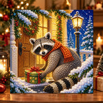 Raccoon with christmas gift pearl diamond painting kit for beginners