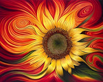 Radiant sunflower with swirls cross stitch kit for beginners