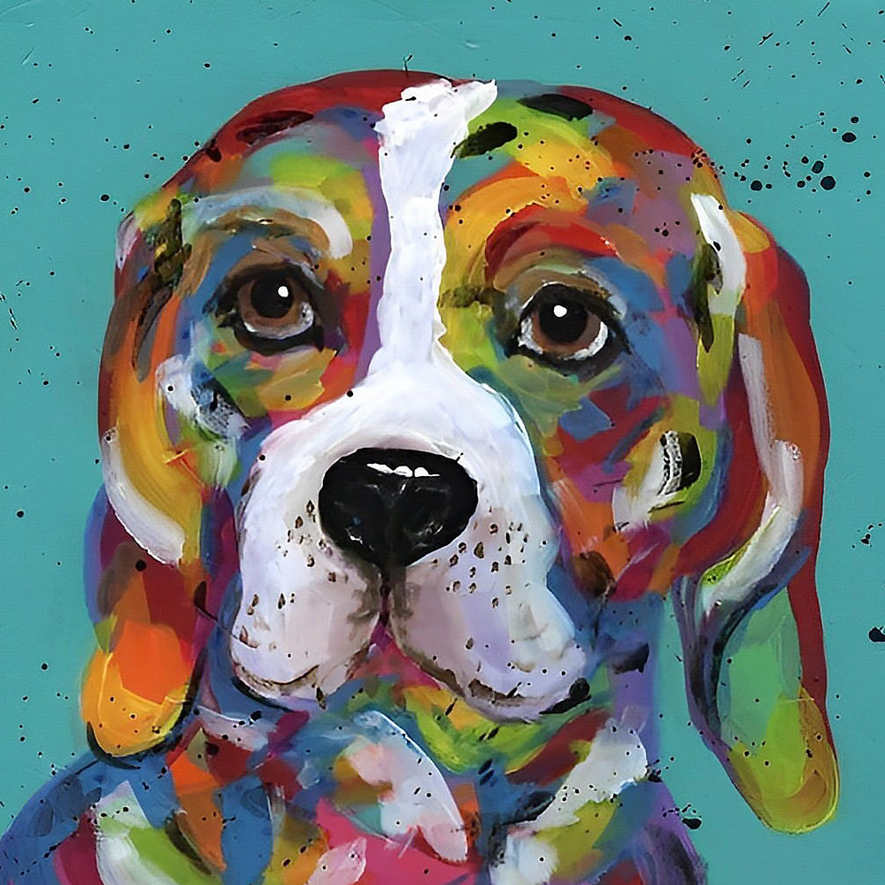 Rainbow beagle portrait cross stitch kit for beginners