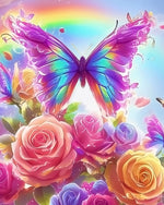 Rainbow butterfly and roses paint by numbers kit for beginners
