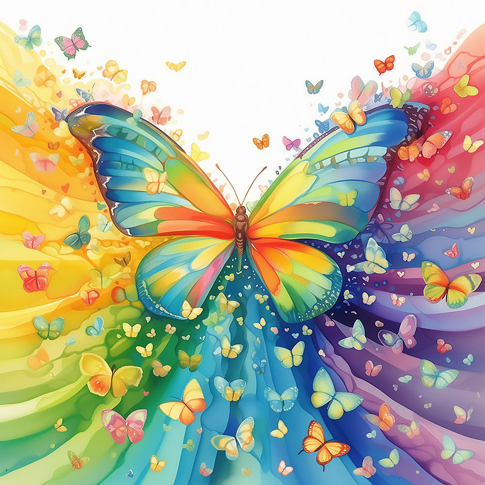 Rainbow butterfly swarm cross stitch kit for beginners