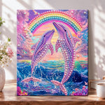 Rainbow dolphin dream pearl diamond painting kit for beginners