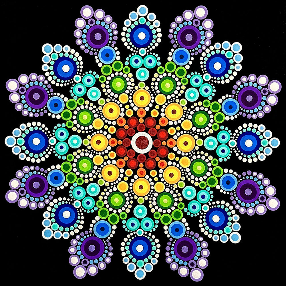 Rainbow dot mandala cross stitch kit for beginners