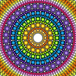 Rainbow dot mandala with white centre cross stitch kit for beginners
