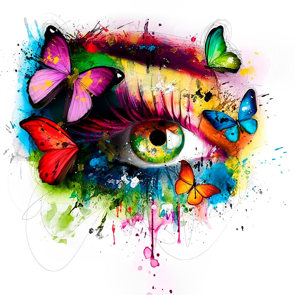 Rainbow eye with butterflies paint by numbers kit for beginners