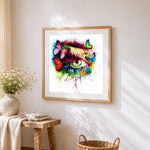 Rainbow eye with butterflies paint by numbers artwork displayed on wall as home decor