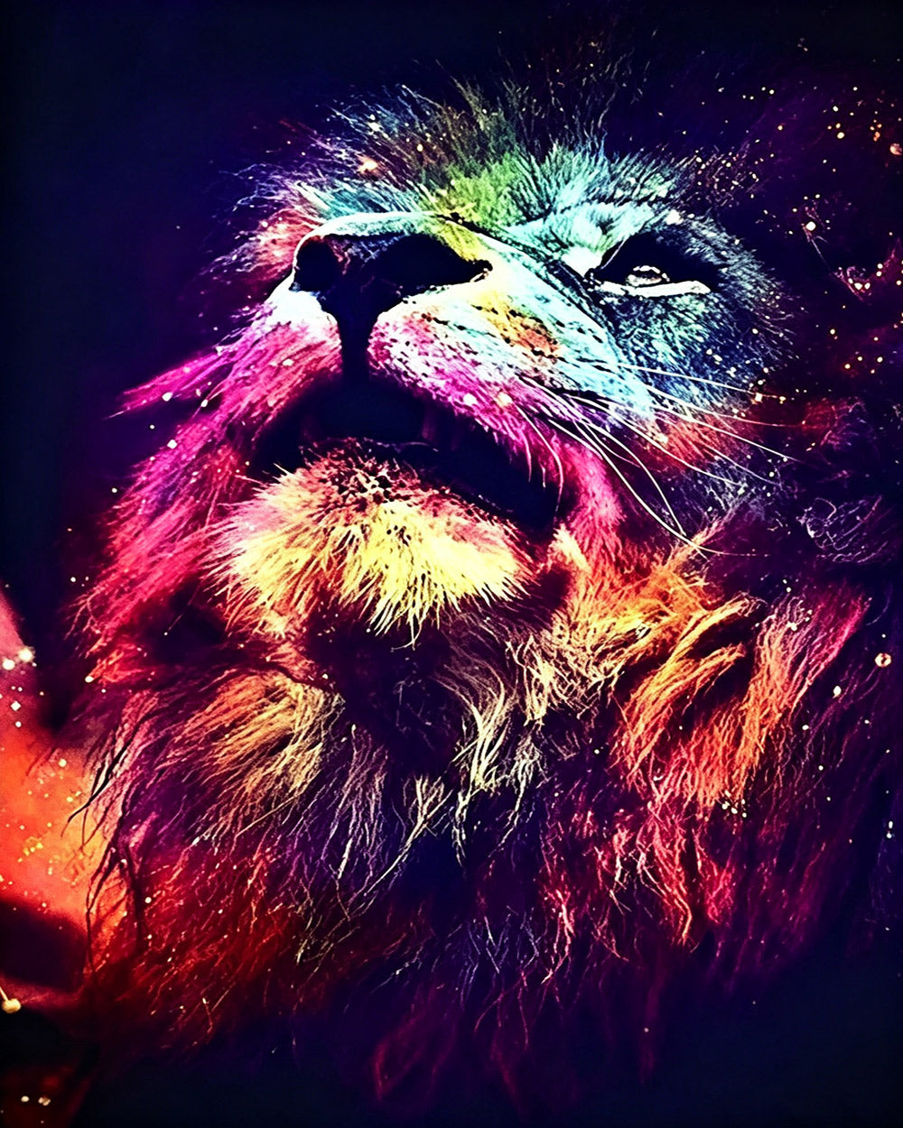 Rainbow galaxy lion cross stitch kit for beginners