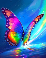 Rainbow glowing butterfly cross stitch kit for beginners