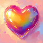 Rainbow gradient glossy heart cross stitch kit for beginners