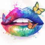 Rainbow lips and butterflies cross stitch kit for beginners