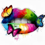 Rainbow lips with butterflies paint by numbers kit for beginners