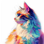 Rainbow long-haired cat cross stitch kit for beginners