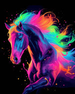 Rainbow neon horse cross stitch kit for beginners