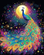 Rainbow peacock under the moon cross stitch kit for beginners