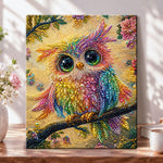 Rainbow pearl owl on branch pearl diamond painting kit for beginners