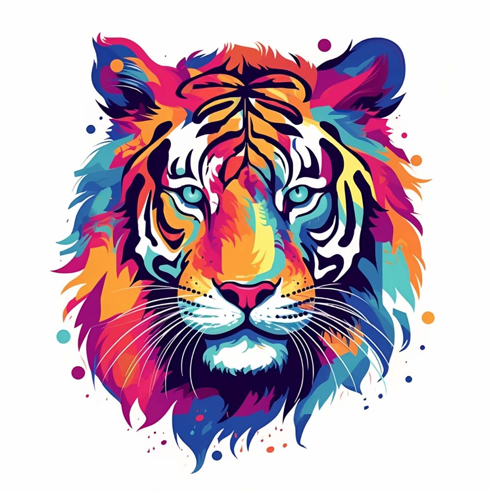 Rainbow pop art tiger cross stitch kit for beginners