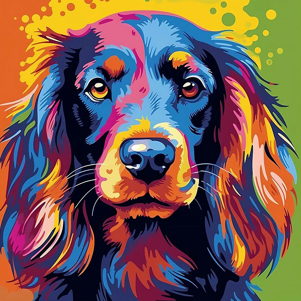 Rainbow spaniel cross stitch kit for beginners