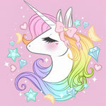 Rainbow unicorn with crystals and stars cross stitch kit for beginners