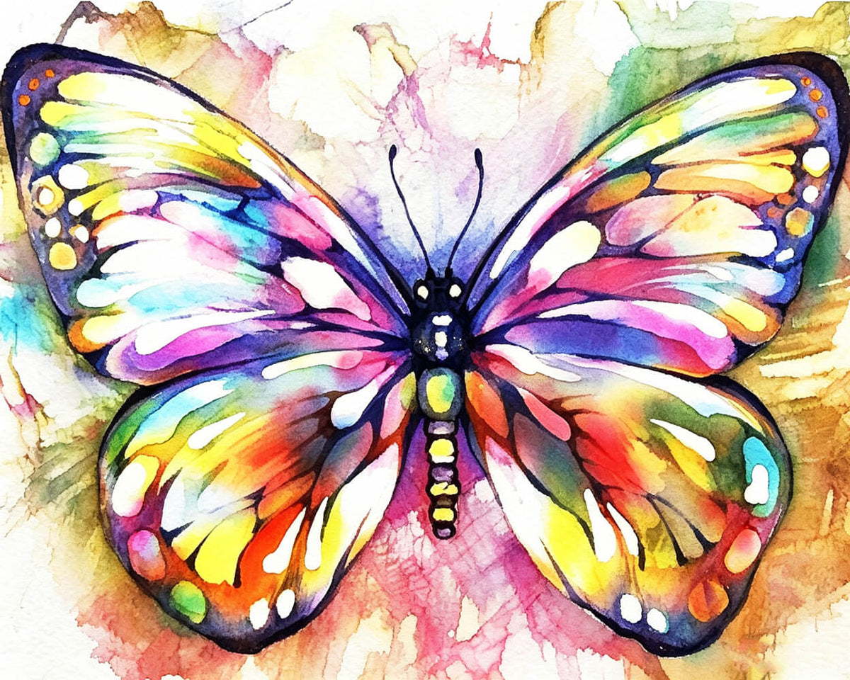 Rainbow watercolour butterfly cross stitch kit for beginners