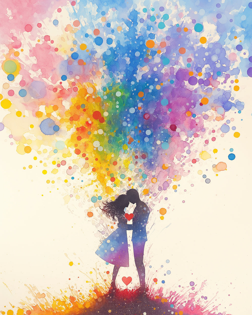 Rainbow watercolour couple cross stitch kit for beginners
