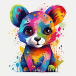 Rainbow watercolour cute mouse cross stitch kit for beginners
