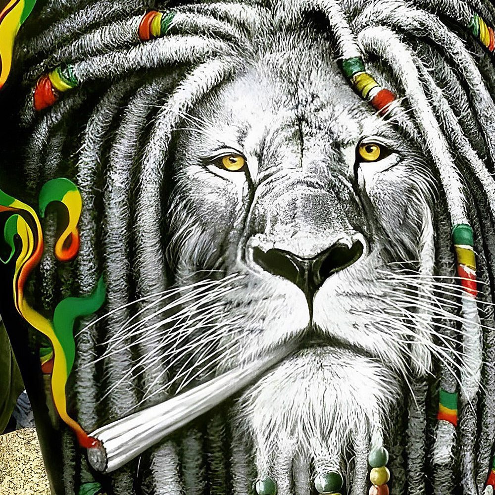 Rasta lion with dreadlocks cross stitch kit for beginners