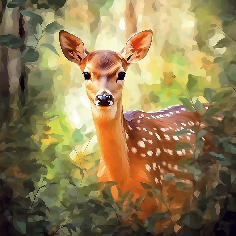 Realistic fawn in the forest cross stitch kit for beginners