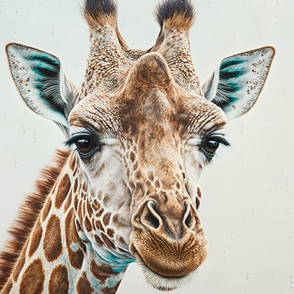 Realistic giraffe portrait cross stitch kit for beginners