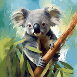 Realistic koala in a tree cross stitch kit for beginners