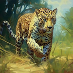 Realistic leopard stalking in grass cross stitch kit for beginners