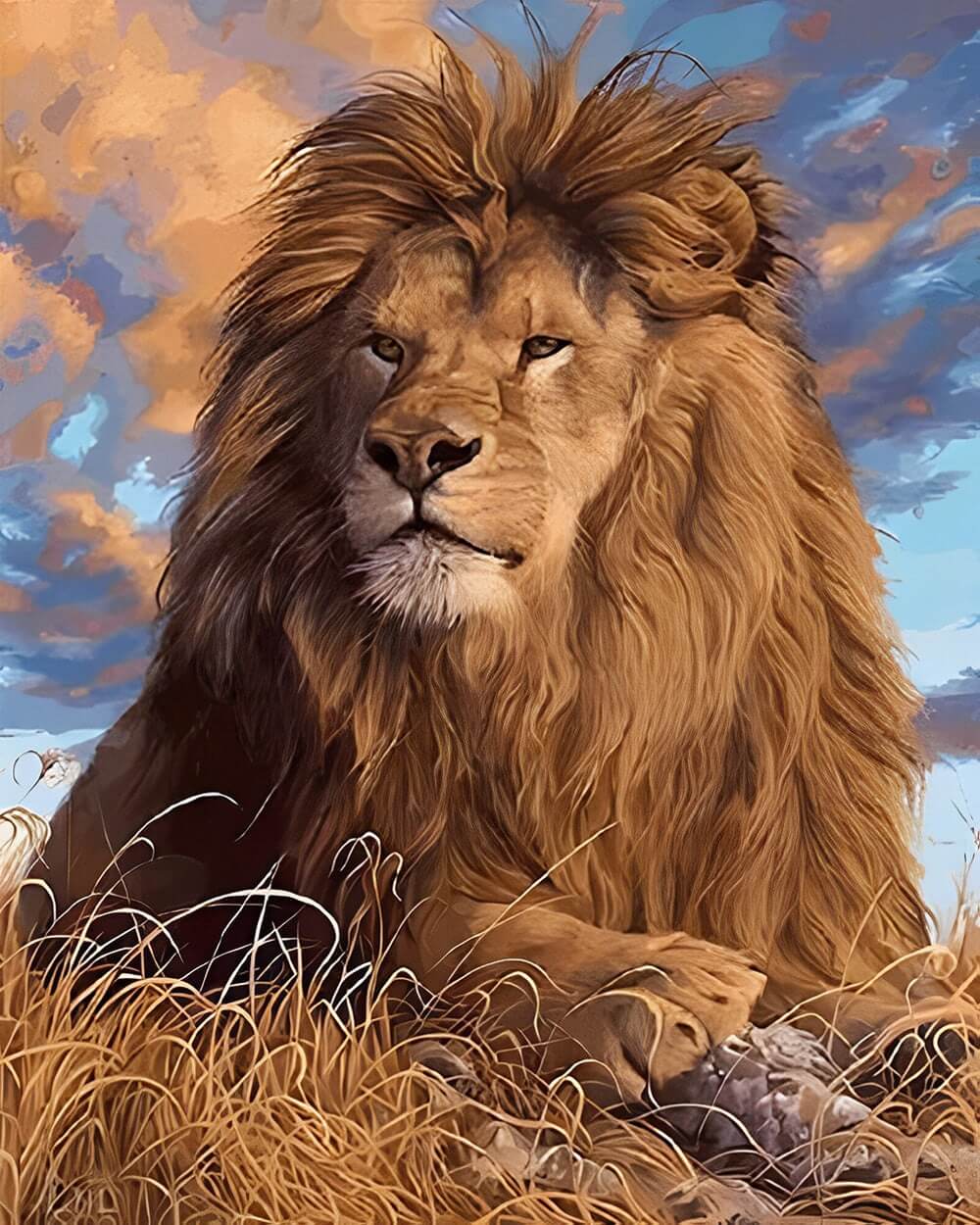 Realistic lion cross stitch kit for beginners