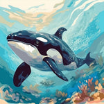 Realistic orca in the ocean cross stitch kit for beginners