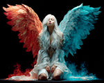Red and blue winged angel paint by numbers kit for beginners