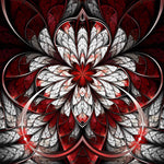 Red and white symmetrical mandala cross stitch kit for beginners