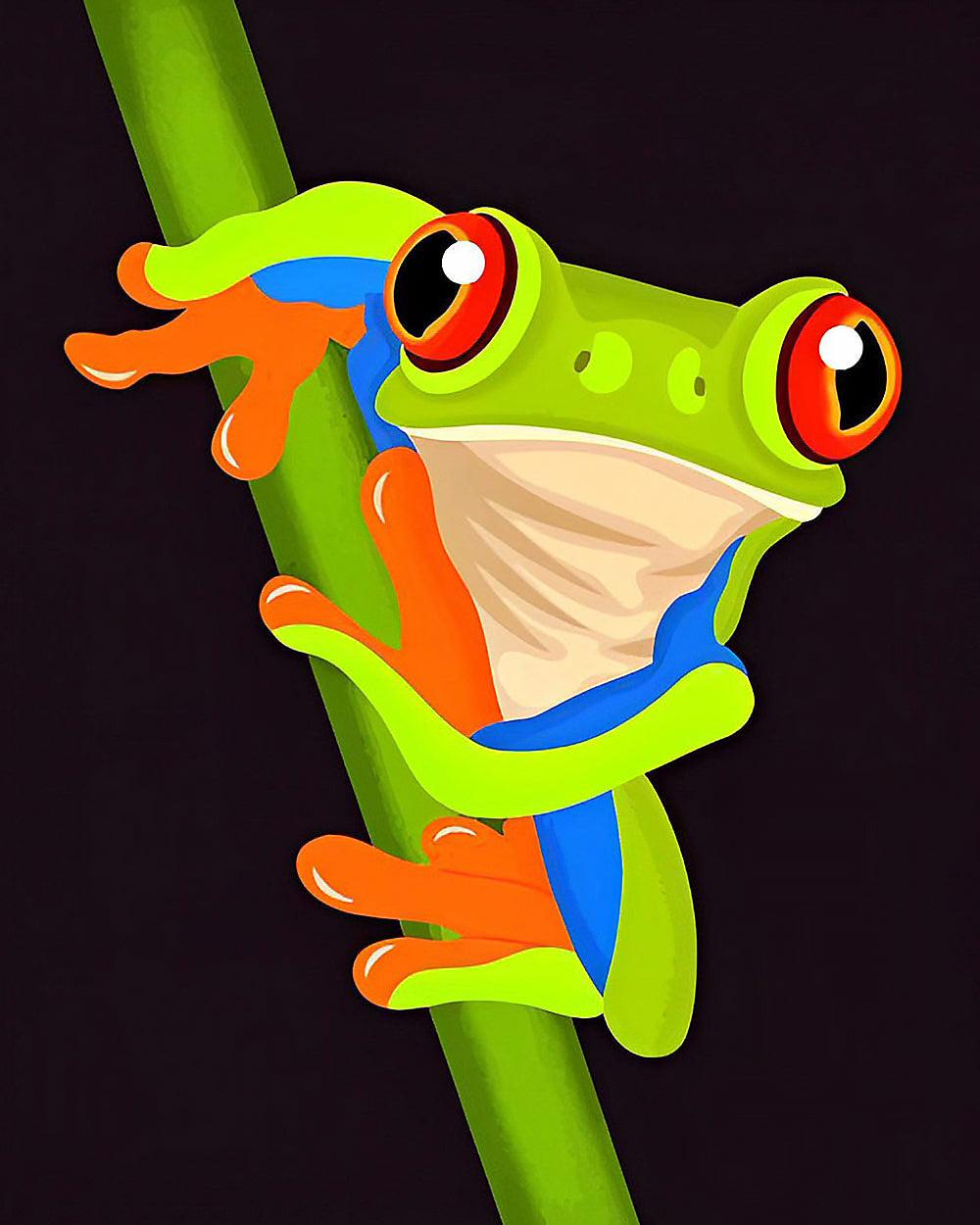 Red eyed tree frog on a branch cross stitch kit for beginners