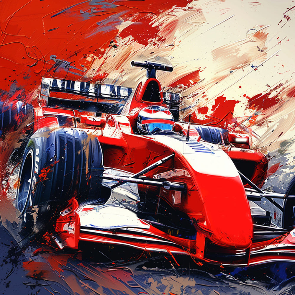 Red formula 1 racing car cross stitch kit for beginners