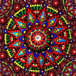 Red geometric mandala with eyes cross stitch kit for beginners