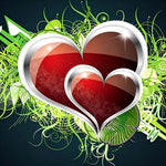 Red hearts and green vines cross stitch kit for beginners